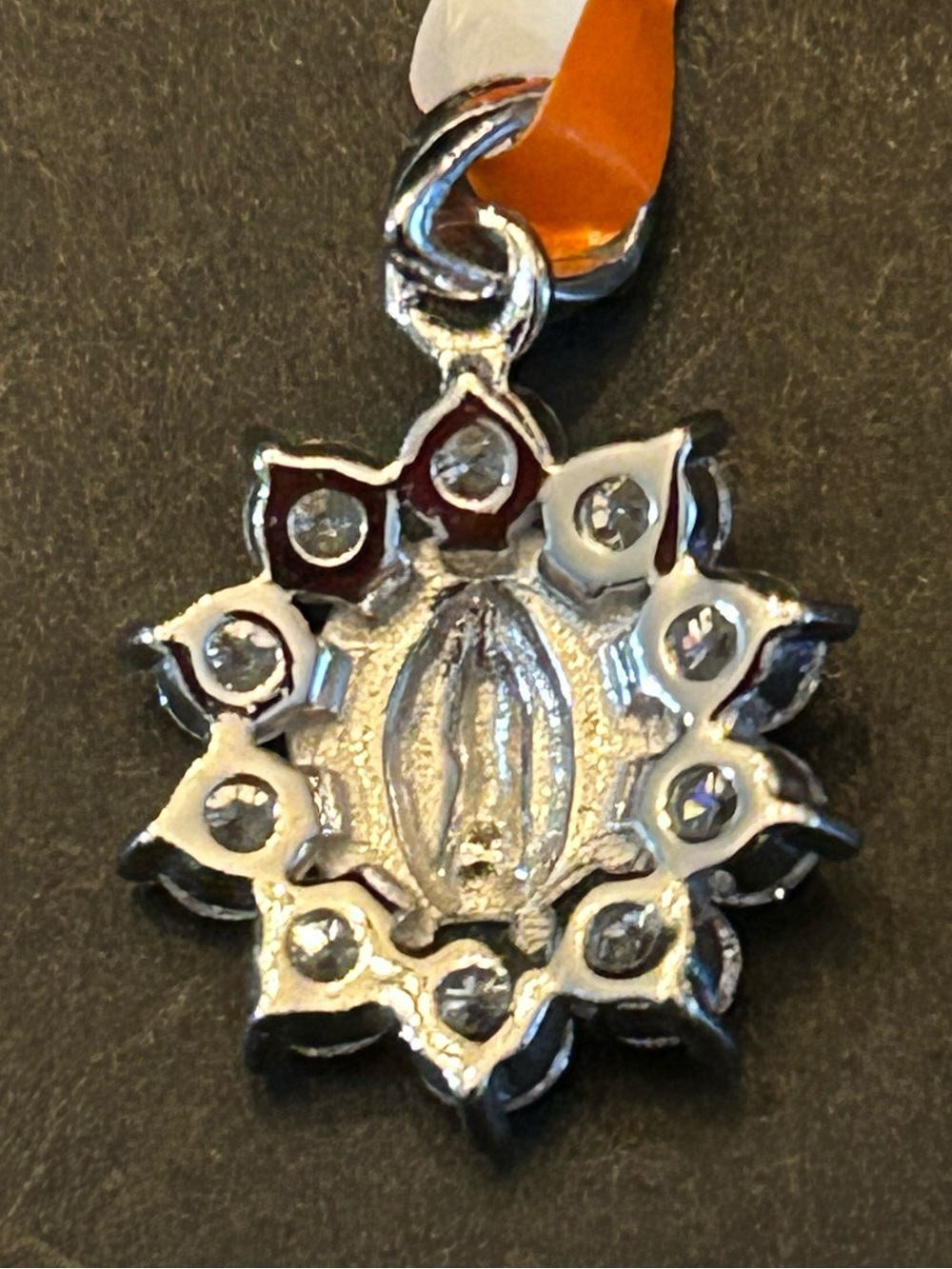Virgin Mary Halo Pendant Necklace w/ 0.70CTW Moissanite Rounds 925 Sterling - Picture 2 of 9
